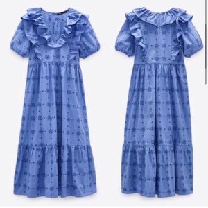 Zara embroidered midi dress